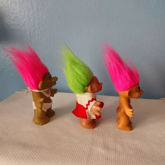 Vintage Thomas Dam Troll Dolls and One Russ Pink Green Hair 80s 90s - Picture 5 of 7